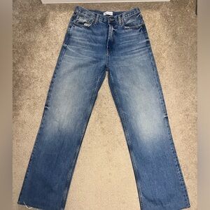 Zara Wide Leg Distressed Hem Jeans Size 6